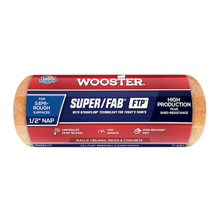 Wooster 7" Paint Roller Cover, 1/2" Nap, Knit Fabric RR924-7